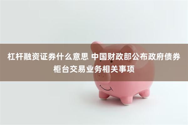 杠杆融资证券什么意思 中国财政部公布政府债券柜台交易业务相关事项